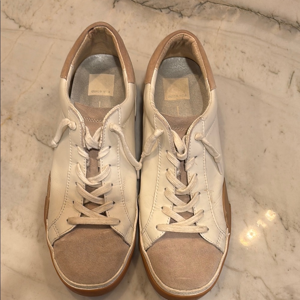 Dolce Vita White and Tan Sneakers